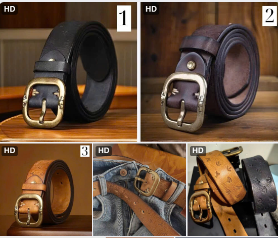 Thắt lưng da bò dập họa tiết–70430(Chốt hàng: trước 24h ngày 16/01)