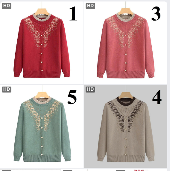 Áo len trung niên –70495 (Chốt hàng: trước 24h ngày 17/01)