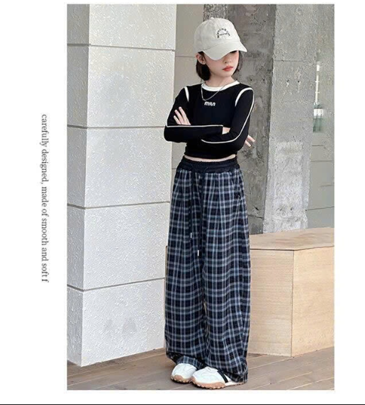 Quần ống rộng caro bé gái - 70534(Chốt hàng: trước 24h ngày 18/01)