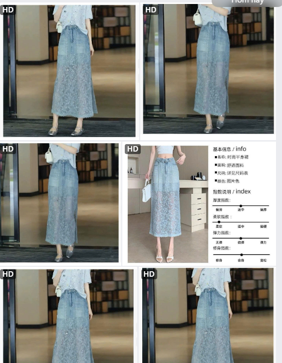 Chân váy jeans mix ren-67258(Chốt đơn: trước 24h ngày 15/10)