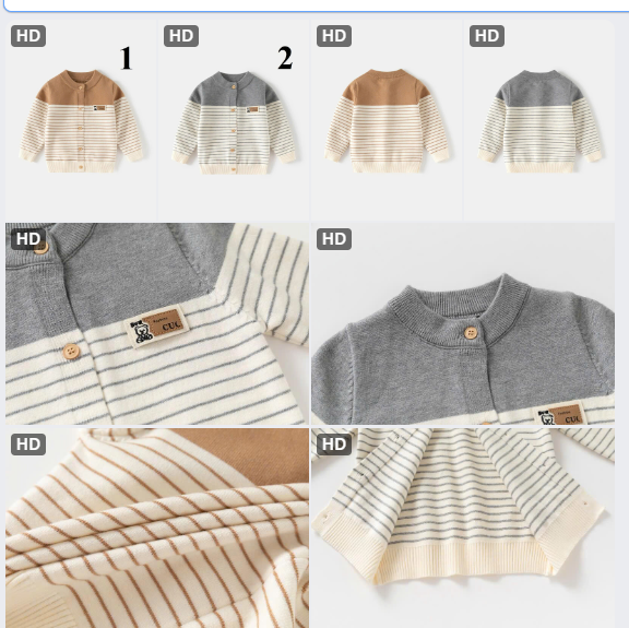 Áo cardigan len kẻ bé trai -67301 (Chốt đơn: trước 24h ngày 16/10)