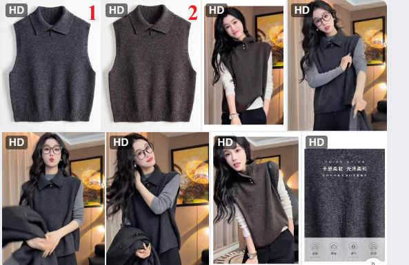 Áo gile len cổ bẻ Korea-67312(Chốt đơn: trước 24h ngày 17/10)
