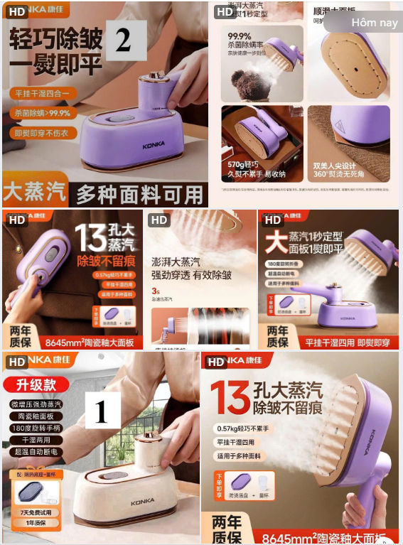 Bàn là hơi tay cầm xoay 360 độ-68639- đợt 9(Chốt hàng: trước 24h ngày 26/11)