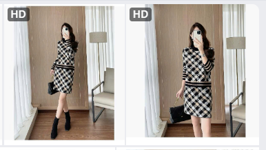 Set váy len kẻ nữ QCCC- 68776 (Chốt hàng: trước 24h ngày 30/11)