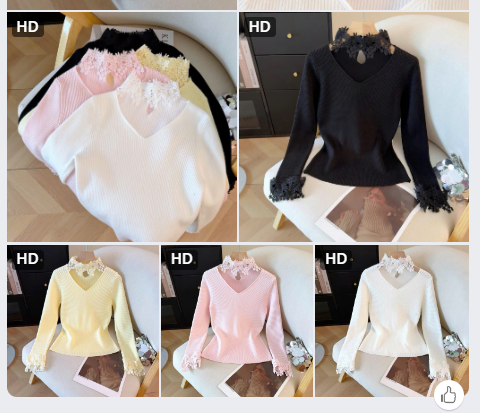 Áo len phối cổ ren nữ – 68836 (Chốt hàng: trước 24h ngày 2/12)