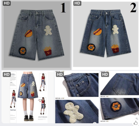 Quần short jeans thêu Punch nổi - 68866(Chốt hàng: trước 24h ngày 3/12)