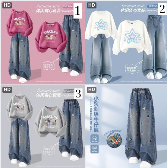 Set quần jeans và áo nỉ cute cho bé gái – 69126(Chốt hàng: trước 24h ngày 13/12)