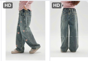 Quần jeans thêu trái tim cho bé gái - 69133(Chốt hàng: trước 24h ngày 13/12)