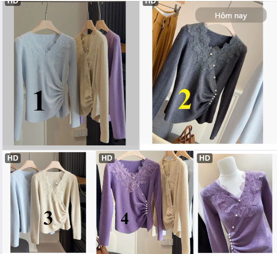 Áo len mix ren-  69140(Chốt hàng: trước 24h ngày 13/12)