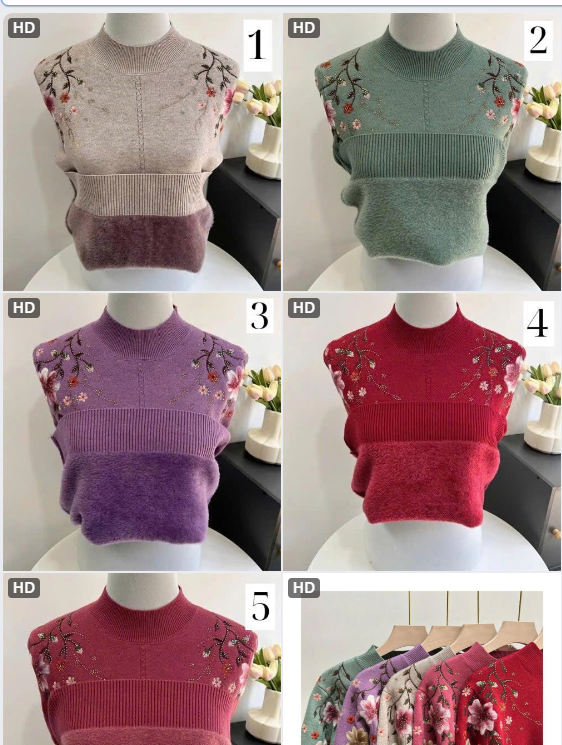 Áo len lót lông thêu hoa – 69221 (Chốt hàng: trước 24h ngày 14/12)