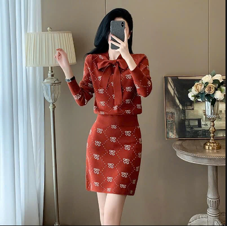 Set váy len nơ thiết kế- 69231(Chốt hàng: trước 24h ngày 14/12)