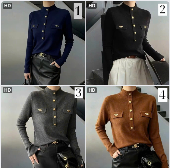 Áo len dệt kim cổ cao vừa – 69236(Chốt hàng: trước 24h ngày 14/12)