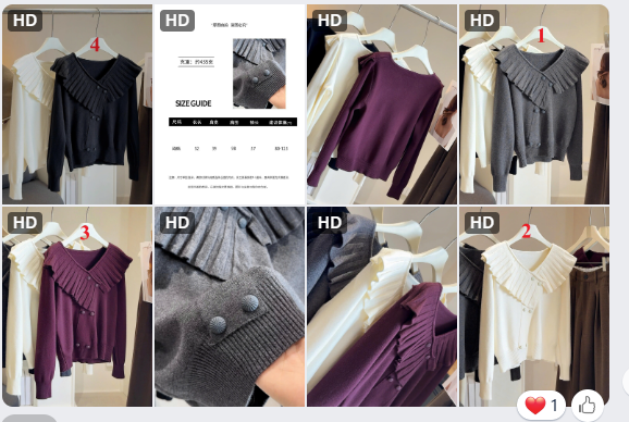 Áo len cổ V viền bèo nữ – 69239(Chốt hàng: trước 24h ngày 14/12)