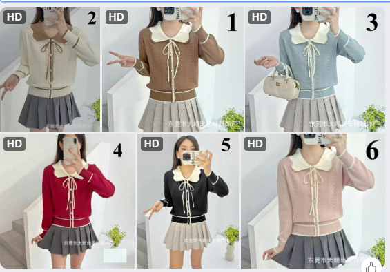 Áo len cổ đính nơ cho nữ-69306(Chốt hàng: trước 24h ngày 16/12)