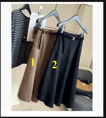 Chân váy midi da lộn -69309 (Chốt hàng: trước 24h ngày 16/12)