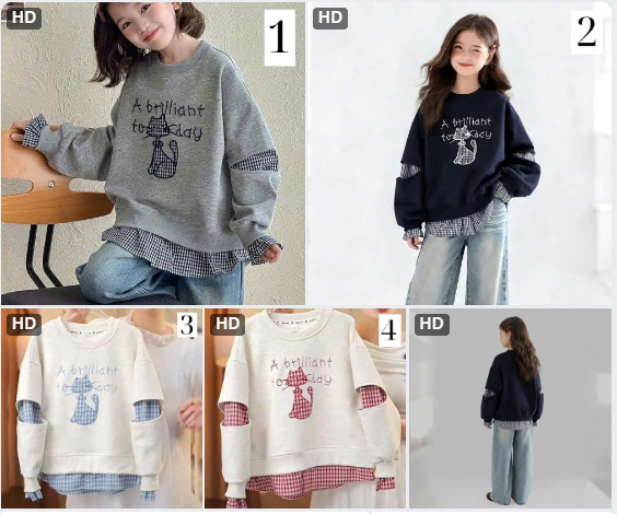 Áo nỉ dài tay giả 2 áo cho bé gái – 69374(Chốt hàng: trước 24h ngày 18/12)