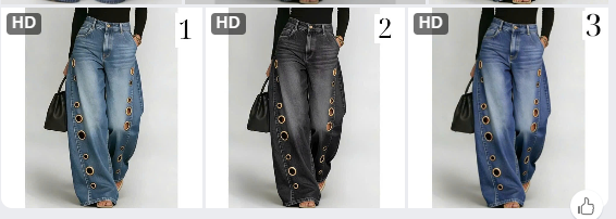 Quần jeans ống rộng đục lỗ– 76526(Chốt hàng: trước 24h ngày 28/7)