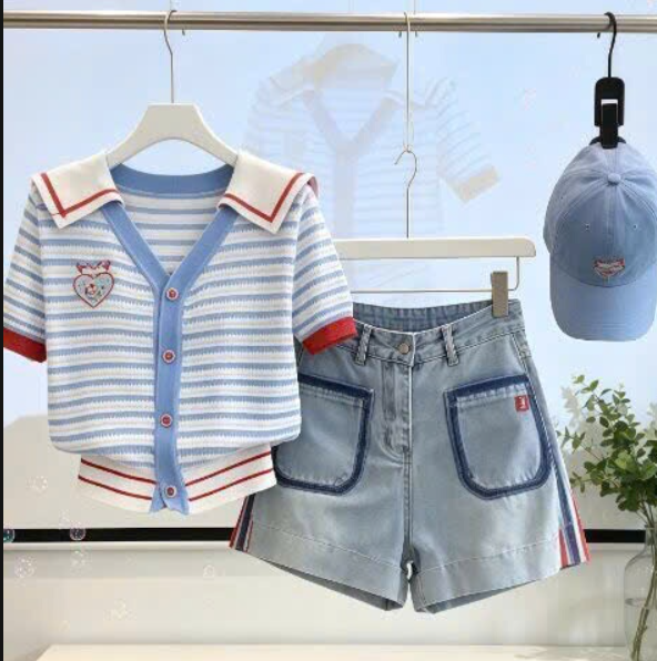 Set áo dệt kim quần jeans bé gái –76594(Chốt hàng: trước 24h ngày 30/7)