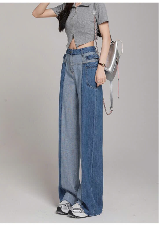 Quần jeans ống rộng phối màu CC– 76603(Chốt hàng: trước 24h ngày 30/7)