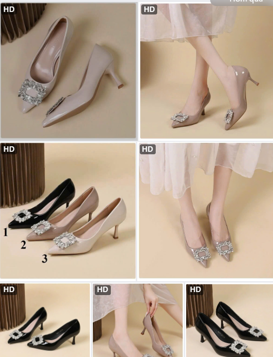 Giầy khóa đá mũi nhọn- 64898(Chốt hàng: trước 24h ngày 10/8)