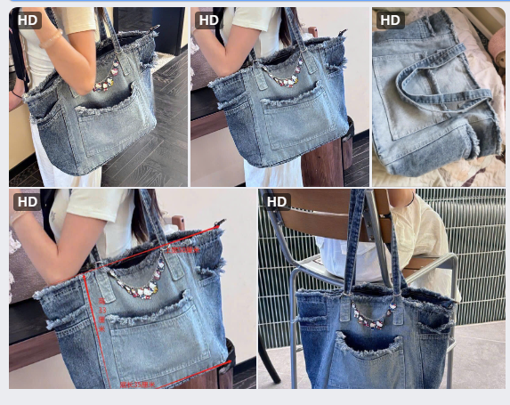 Tote bag jeans QC – 64923(Chốt hàng: trước 24h ngày 11/8)