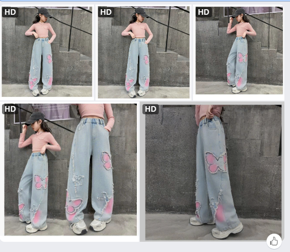 Quần jeans suông cánh bướm cho BG - 65036(Chốt hàng: trước 24h ngày 13/8)