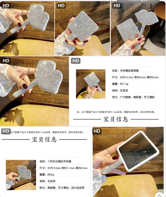 Gương đính đá bling bling- 65082 (Chốt hàng: trước 24h ngày 15/8)