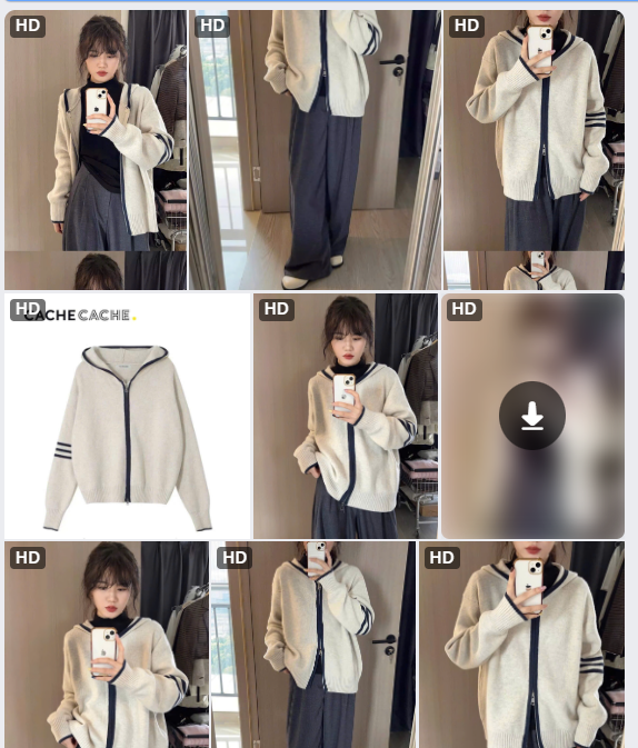 Cardigan len khoá kéo CACHE-65091(Chốt hàng: trước 24h ngày 15/8)