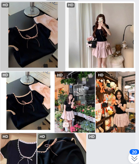 Áo nơ hồng cổ vuông- 65112(Chốt hàng: trước 24h ngày 17/8)