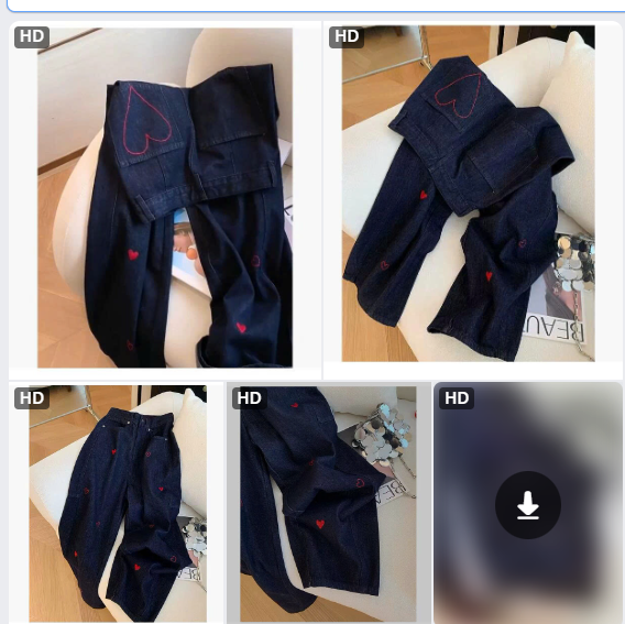 Quần jeans thêu trái tim- 65268(Chốt hàng: trước 24h ngày 21/8)