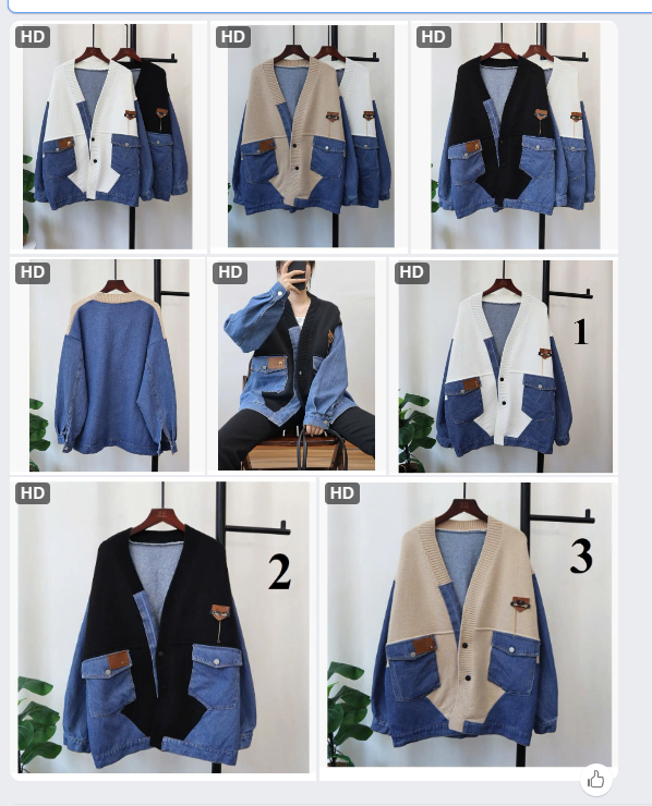 Áo cadigan len mix jeans - 65386(Chốt hàng: trước 24h ngày 24/8)