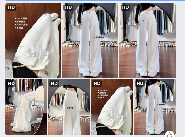 Quần jeans trắng ống rộng -65402 (Chốt hàng: trước 24h ngày 25/8)