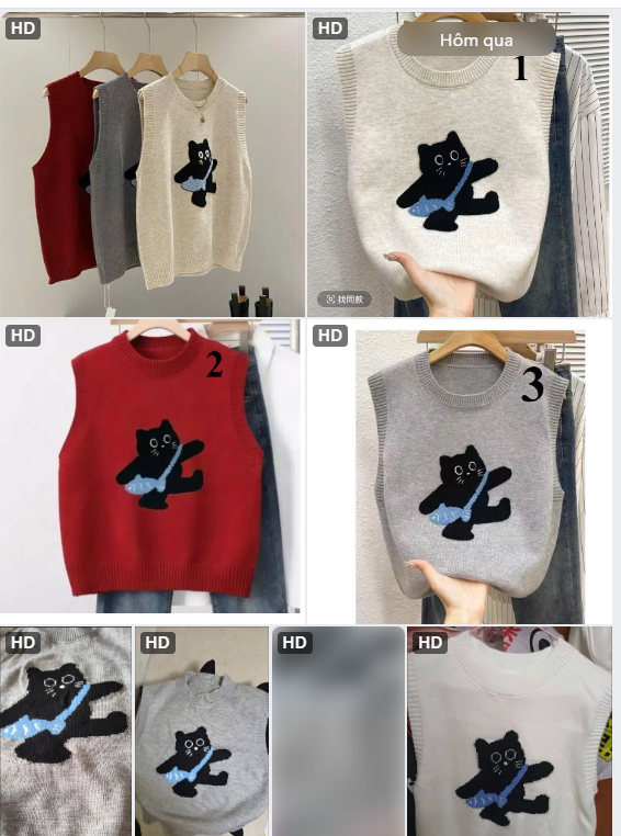 Áo len ghile mèo cute cho nữ - 65407(Chốt hàng: trước 24h ngày 25/8)