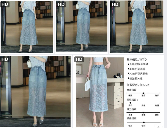 Chân váy jeans mix ren-65428(Chốt hàng: trước 24h ngày 25/8)
