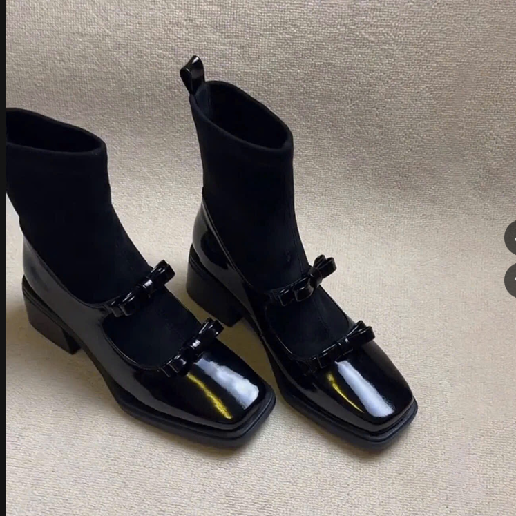 Boot nơ gót vuông HK–77605 (Chốt hàng: trước 24h ngày 30/8)