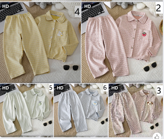 Bộ ngủ pijama kẻ caro cute cho bé–77623 (Chốt hàng: trước 24h ngày 31/8)