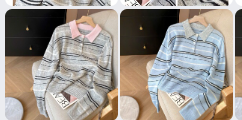 Áo len polo kẻ Korea–77648 (Chốt hàng: trước 24h ngày 31/8)