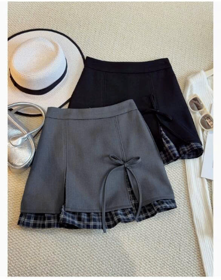 Chân váy mix vải kẻ cho nữ-71123(Chốt hàng: trước 24h ngày 06/3)