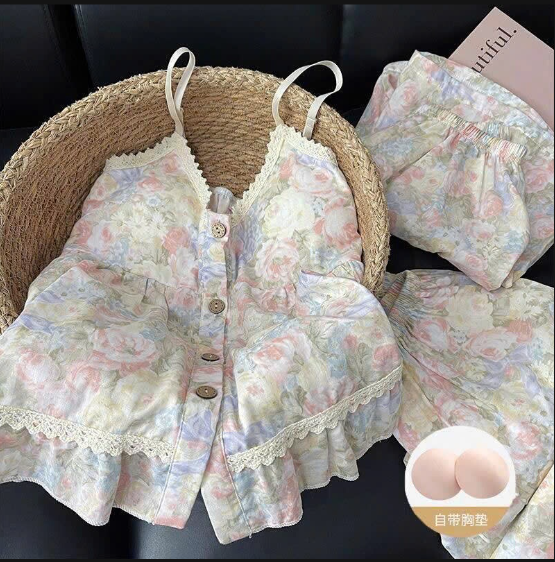 Bộ đồ ngủ hoa 3 chi tiết -71139(Chốt hàng: trước 24h ngày 06/3)