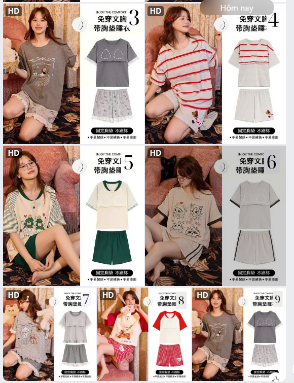 Bộ ngủ nữ kèm bra – 72214(Chốt hàng: trước 24h ngày 04/4)