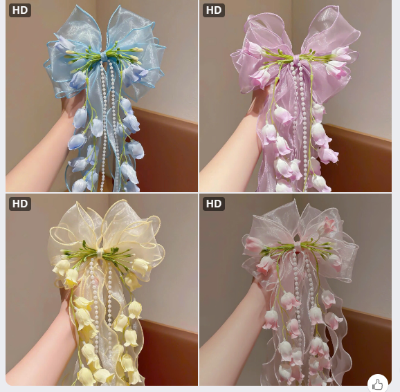 Kẹp tóc hoa linh lan – 72217 (Chốt hàng: trước 24h ngày 04/4)