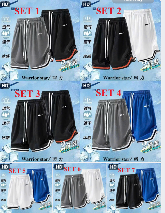 Set 2 quần short nam Warrior –72228(Chốt hàng: trước 24h ngày 04/4)