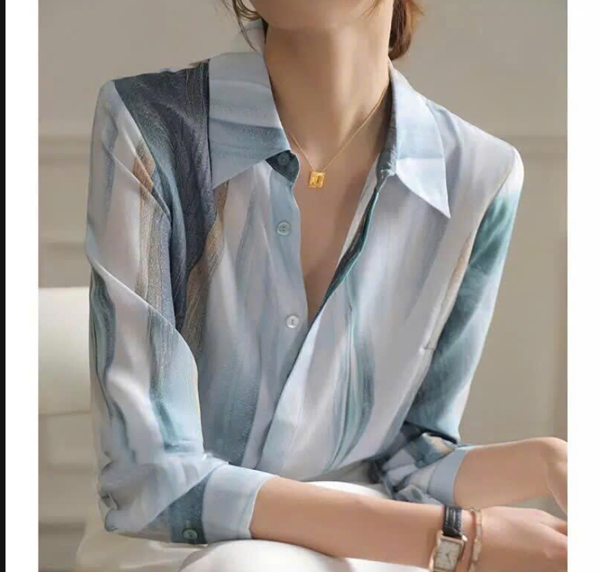 Áo sơ mi nữ họa tiết – 72247(Chốt hàng: trước 24h ngày 05/4)