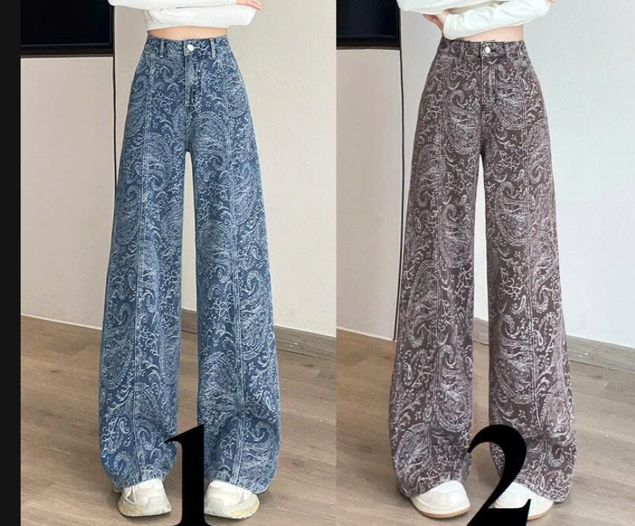 Quần jeans ống suông họa tiết –72323 (Chốt hàng: trước 24h ngày 07/4)