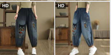 Quần jean nữ ống rộng thêu - 72406(Chốt hàng: trước 24h ngày 09/4)