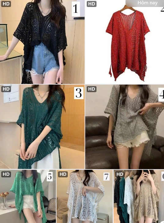 Áo lưới mỏng nữ cổ V – 72734(Chốt hàng: trước 24h ngày 17/4)