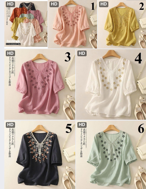 Áo cổ V thêu hoa - 72737(Chốt hàng: trước 24h ngày 17/4)