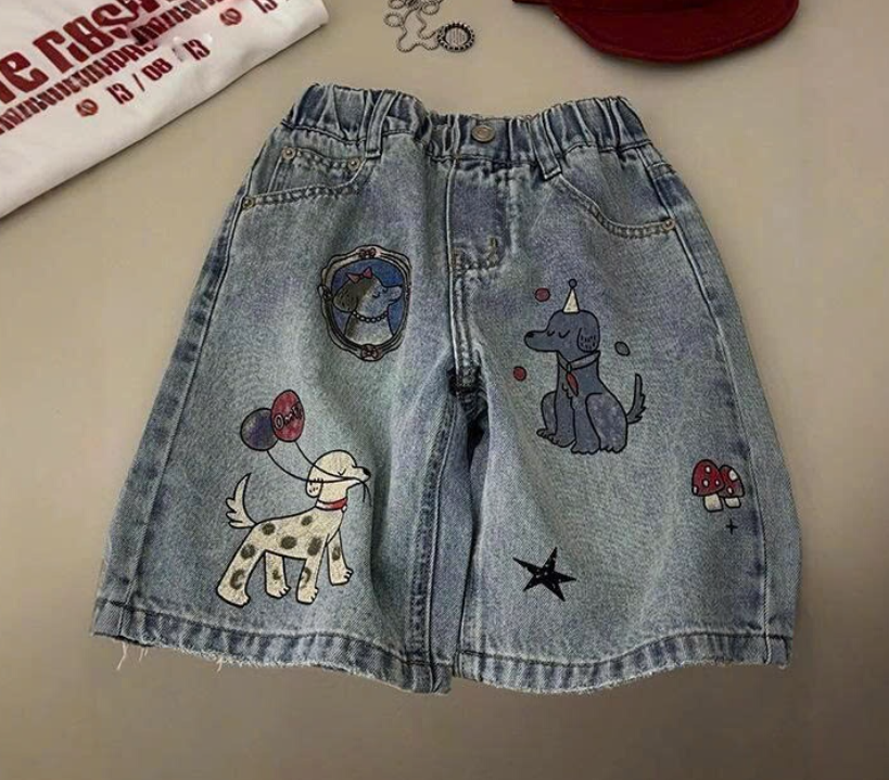 Quần short jeans hoạt hình bé gái – 72754 (Chốt hàng: trước 24h ngày 18/4)
