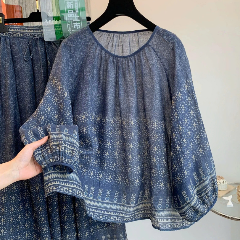 Set áo váy hoa xanh nữ - 72803(Chốt hàng: trước 24h ngày 19/4)