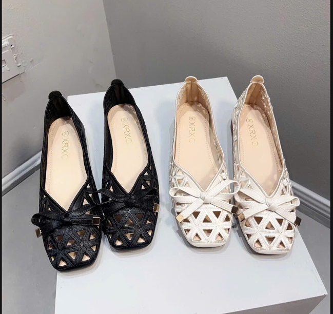 Giày nữ mũi vuông nơ – 72886(Chốt hàng: trước 24h ngày 21/4)